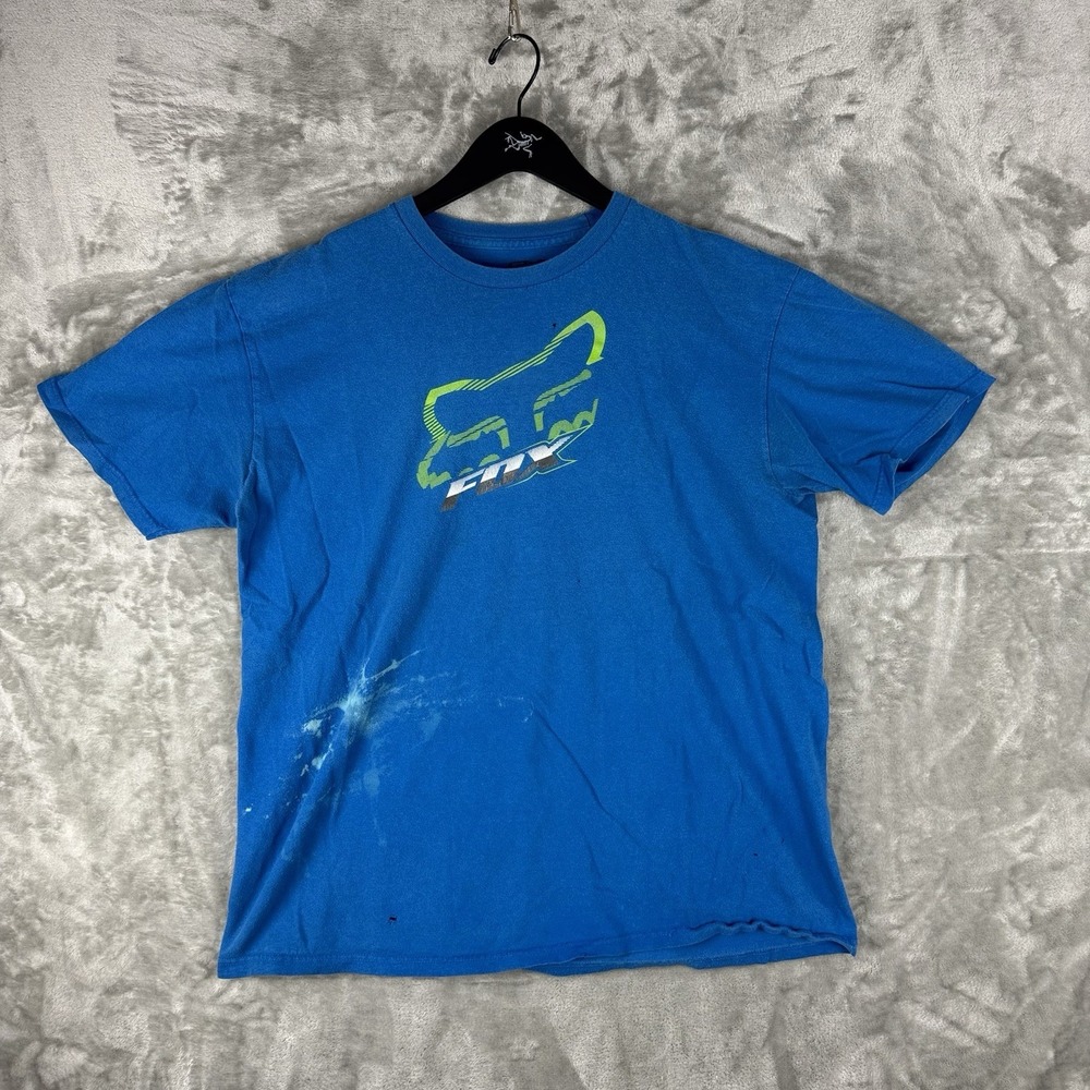 Vintage Fox Racing Logo Graphic T-Shirt Men's XL Faded Grunge Moto Y2K Outdoor